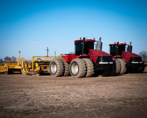 tractors in a field