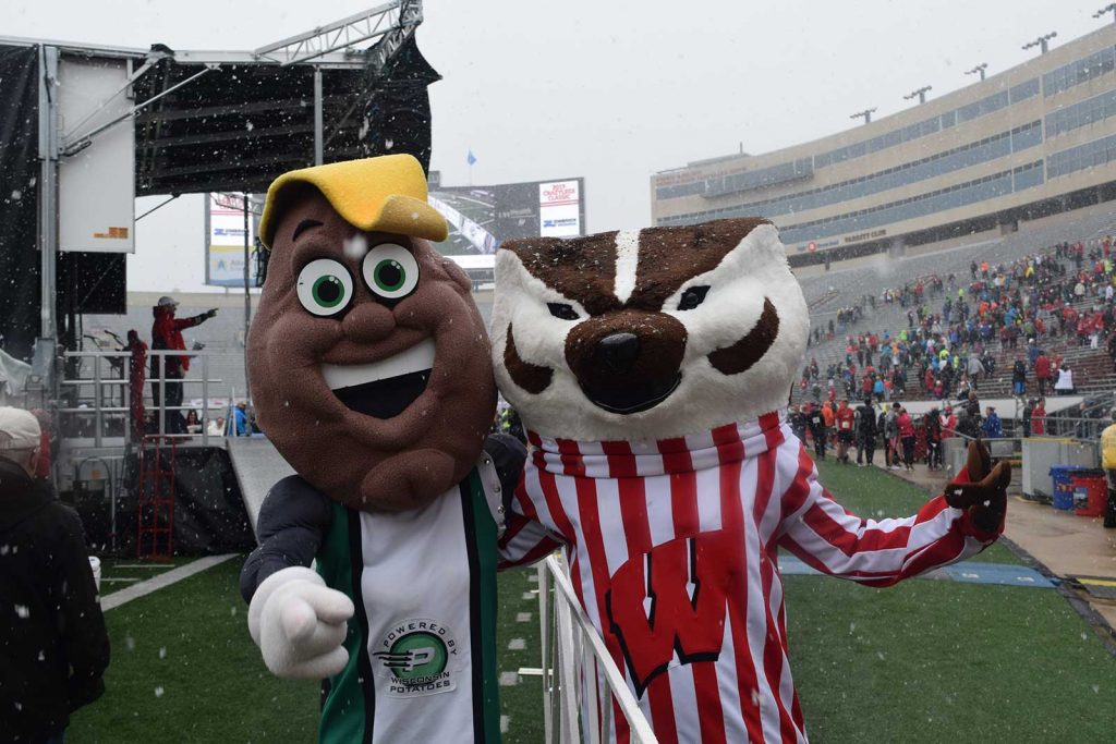 The Wisconsin Potato and WI University Badger mascots