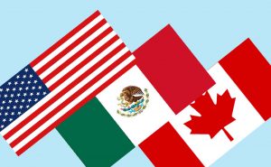 US, Mexico and Canada flags