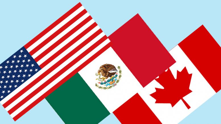 US, Mexico and Canada flags