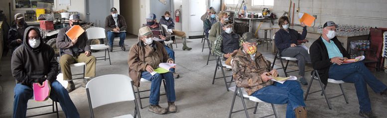 Attendees at the Snake River Weed Tour practice social distancing and masking.